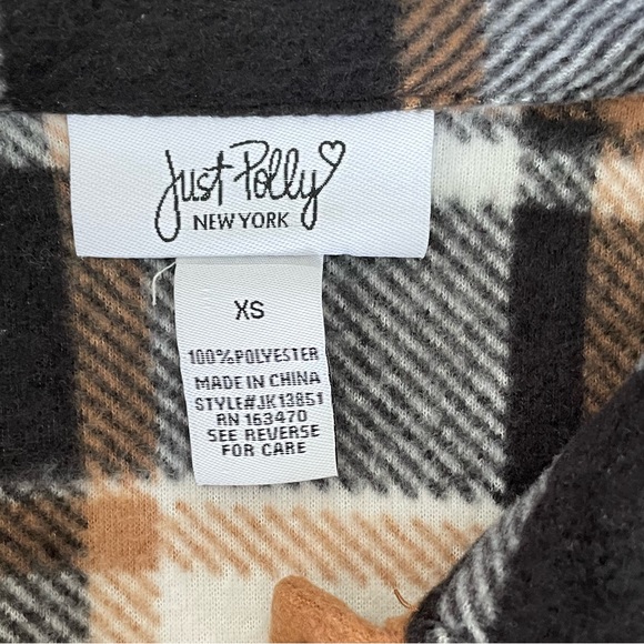 Just Polly New York Plaid Flannel Cropped Button Down Shacket XS - Picture 3 of 4